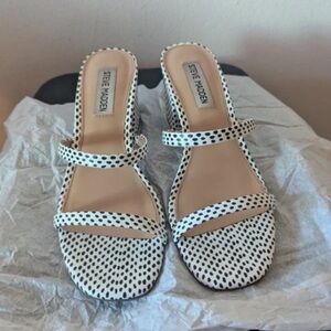 Steve Madden Black and White Strappy Heels